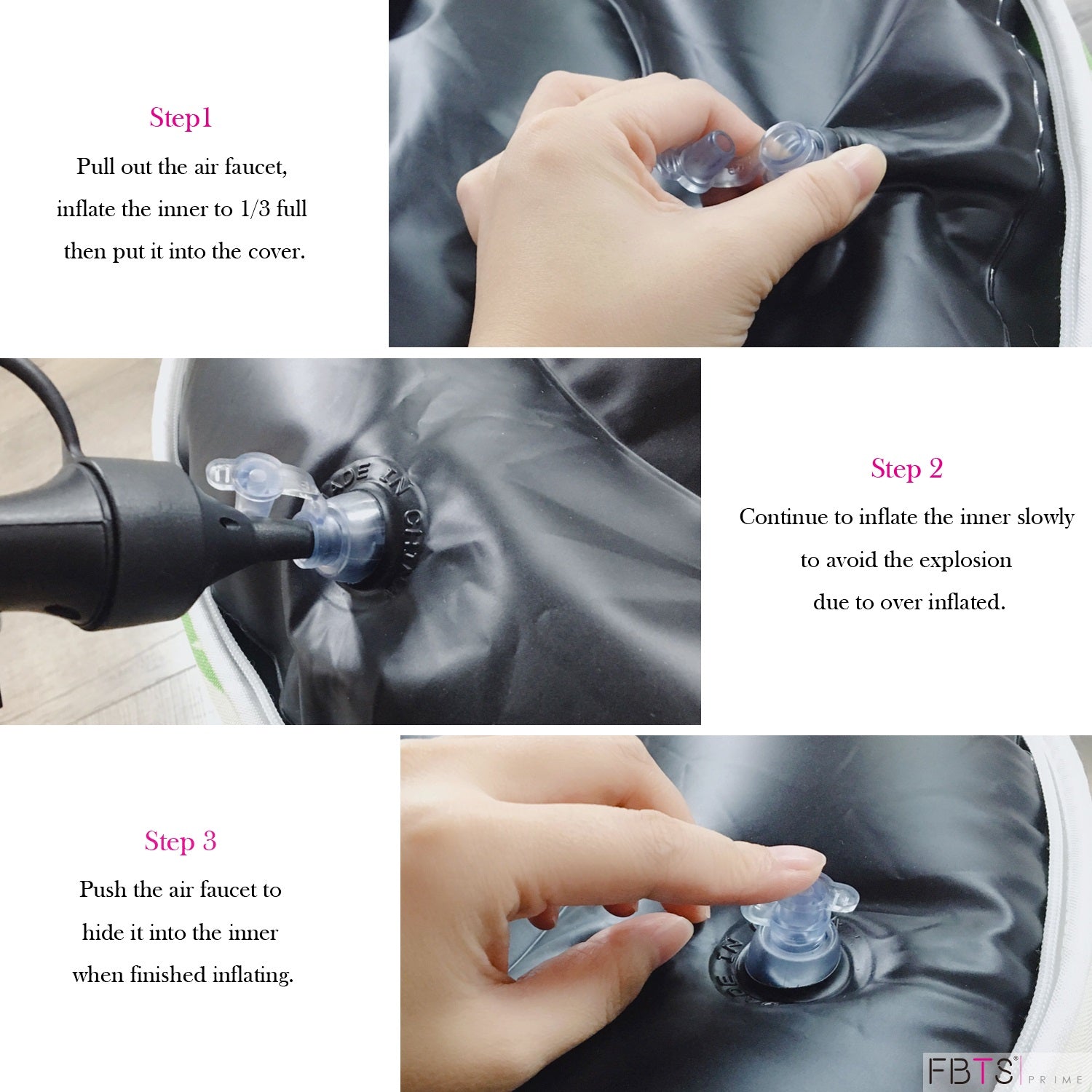 Outdoor Inflatable Ottoman Blue Leaf Square 23x23x9 Inch Patio Foot Stools and Ottomans