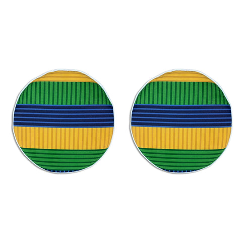Outdoor Chair Pads Set of 2 Green Stripe Round Patio Chair Cushions