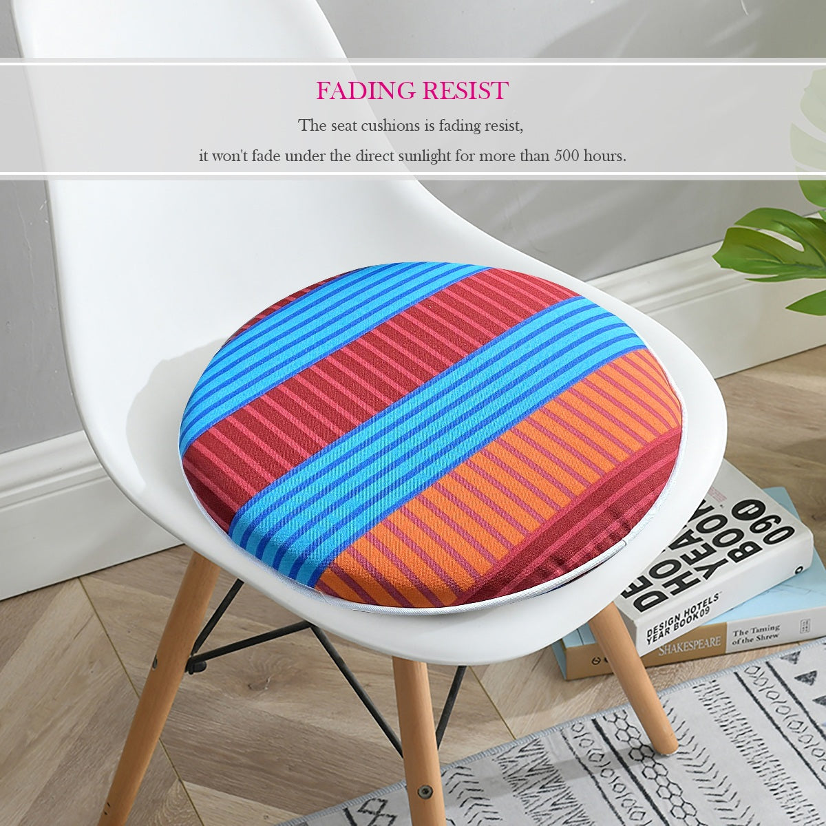 Outdoor Chair Pads Set of 2 Red Stripe Round Patio Chair Cushions