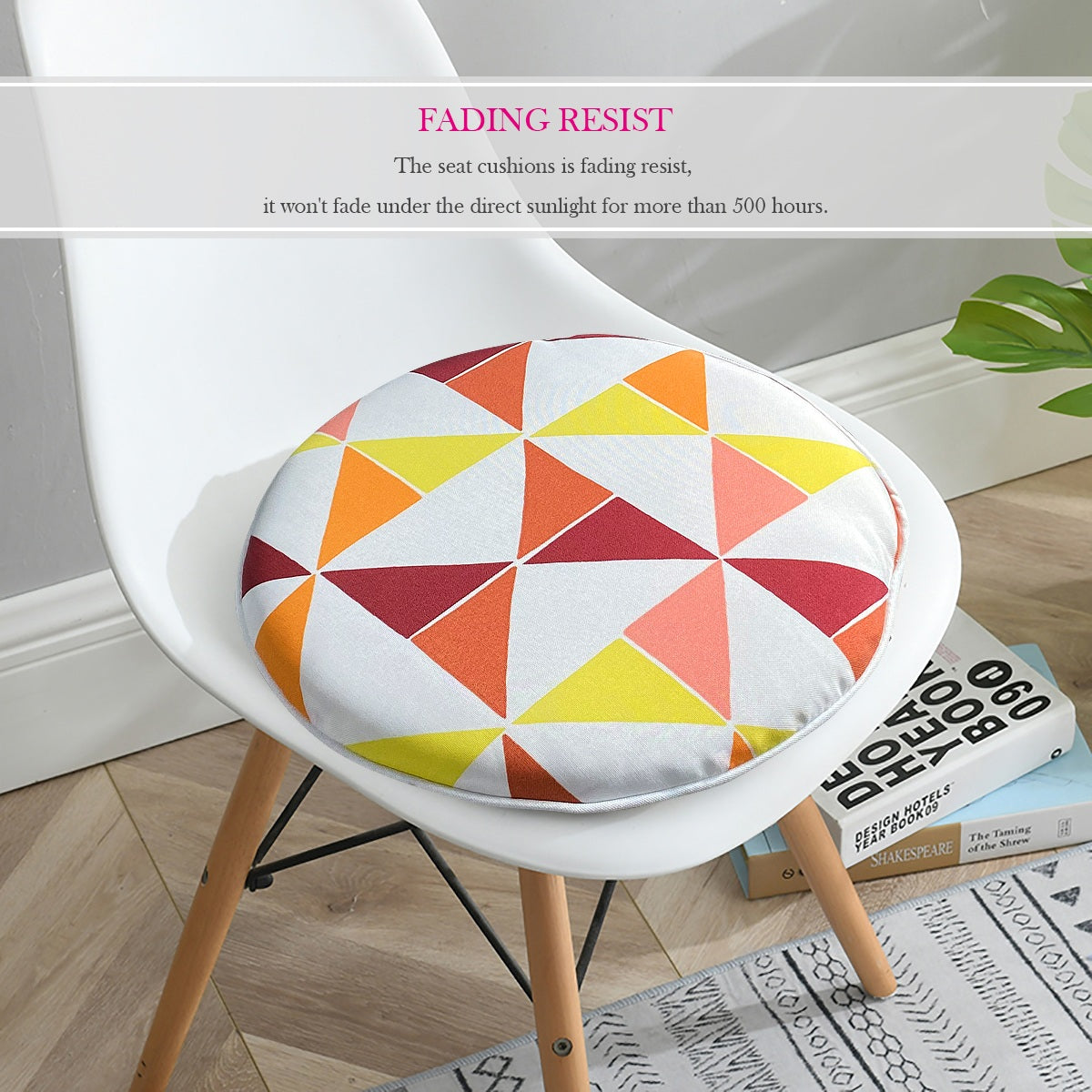 Outdoor Chair Pads Set of Red Triangular Round Patio Chair