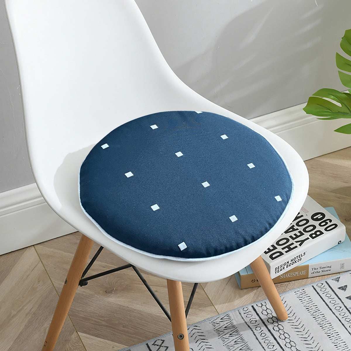 Outdoor Chair Pads Set of 2 Navy Polka Round Patio Chair Cushions
