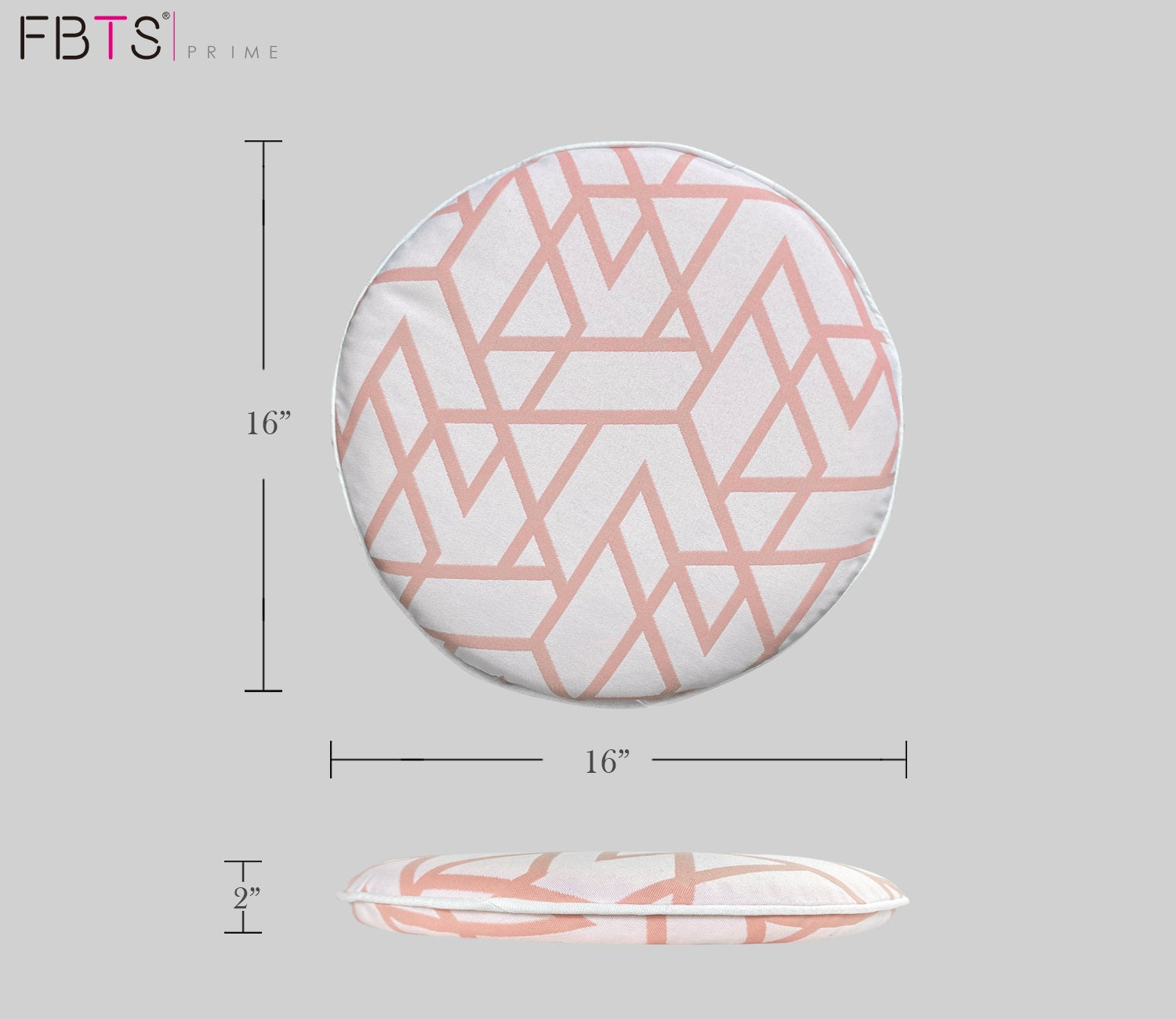 Outdoor Chair Pads Set of 2 Pink Geometry Round Patio Chair Cushions