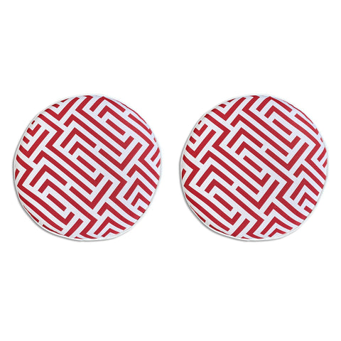 Outdoor Chair Pads Set of 2 Red Maze Round Patio Chair Cushions