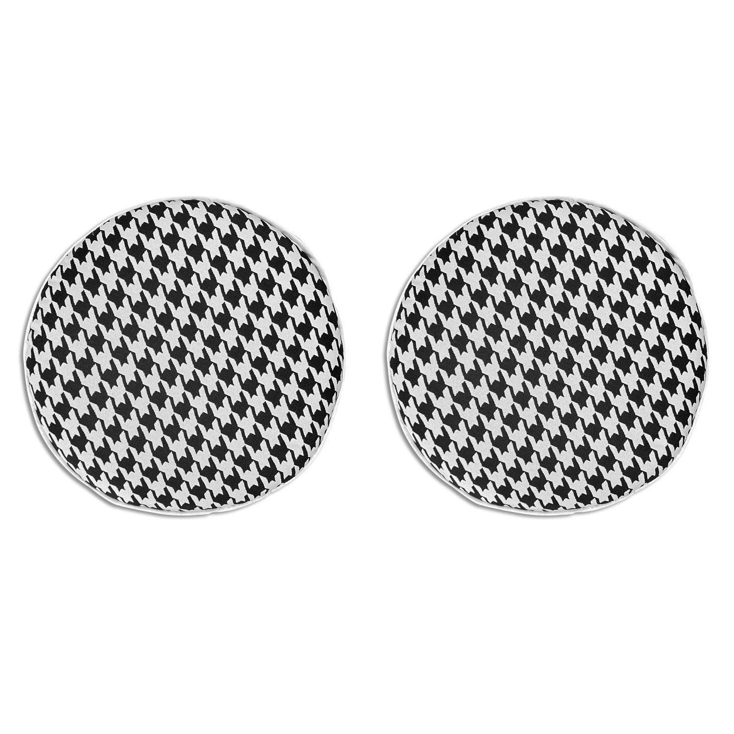 Outdoor Chair Pads Set of 2 Black Houndstooth Round Patio Chair Cushions