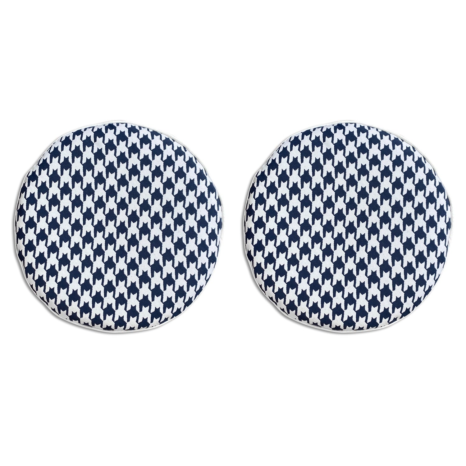 Outdoor Chair Pads Set of 2 Navy Houndstooth Round Patio Chair Cushions