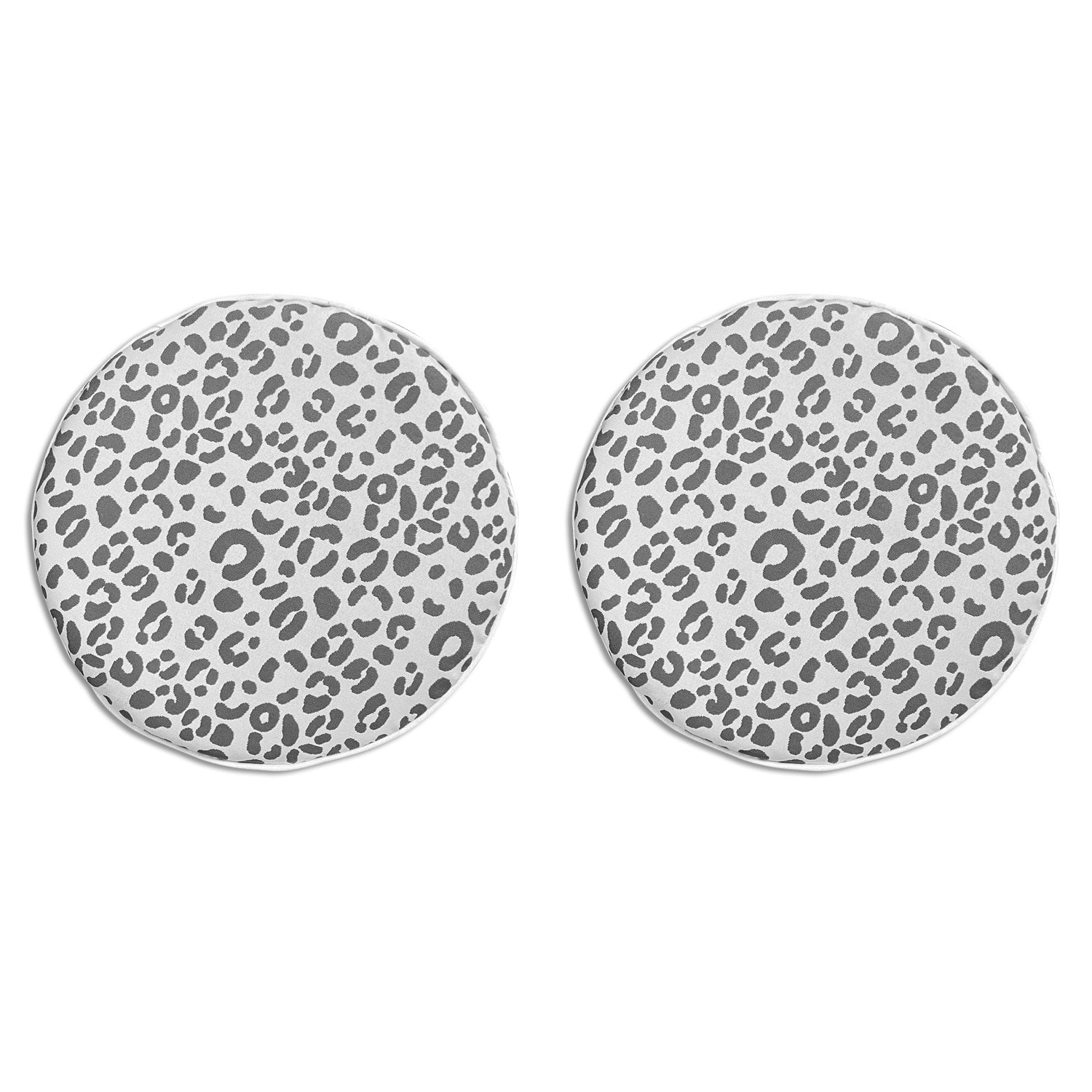 Outdoor Chair Pads Set of 2 Gray Leopard Round Patio Chair Cushions
