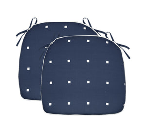 Outdoor Chair Pads Set of 2 Navy Polka Dot Square Patio Chair Cushions With Ties