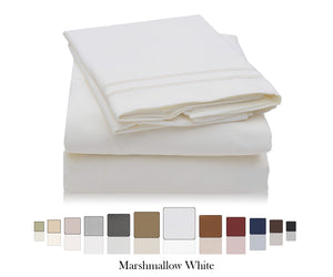 Bed Sheets White Color Double Brushed Microfiber Sheet Sets 18" Deep Pockets Fitted Sheets