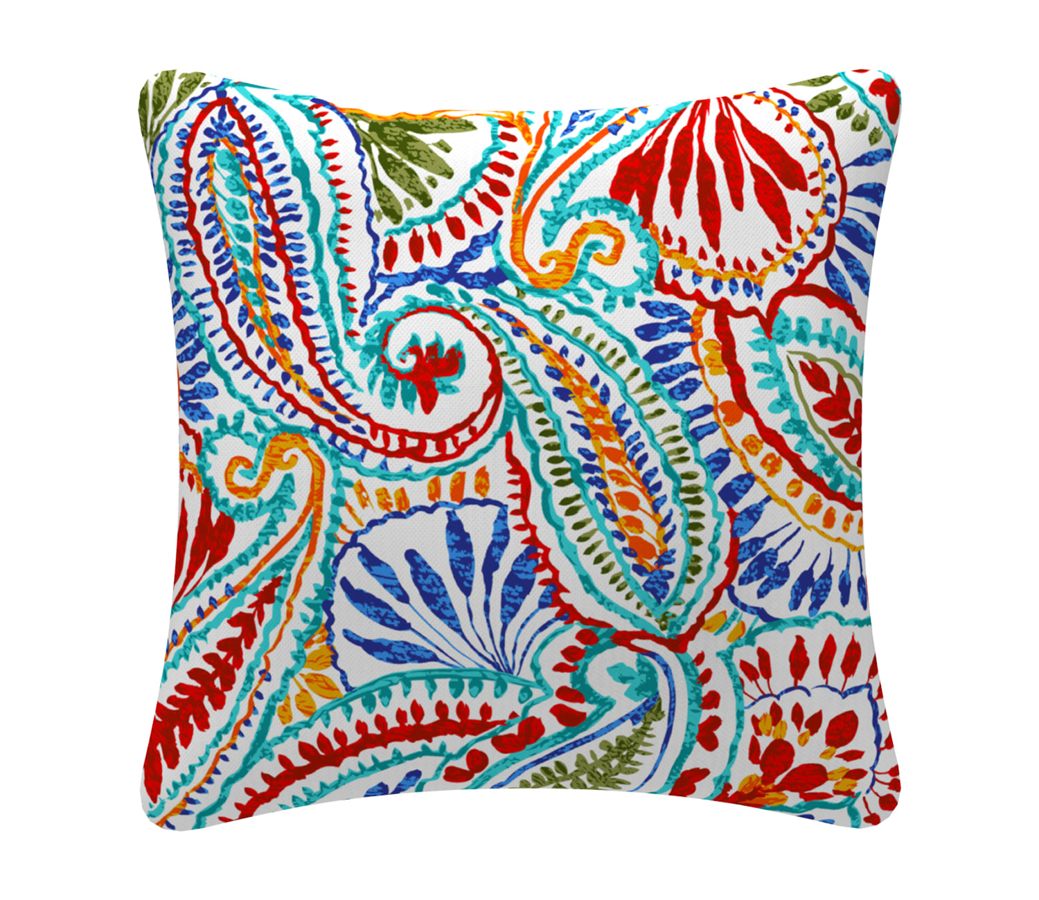 Outdoor Pillows with Insert Red and Blue Paisley Patio Accent Throw Pillows 18x18 inch Square Decorative Pillows