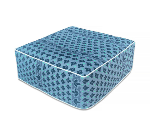 Outdoor Inflatable Ottoman Blue Square 23x23x9 Inch Patio Foot Stools and Ottomans