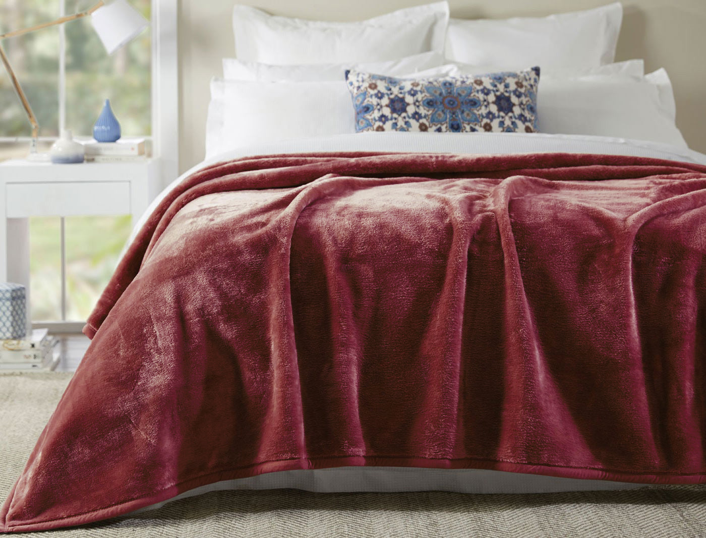 Flannel Fleece Blanket Crimson Lightweight Cozy Plush Microfiber Flannel Blanket