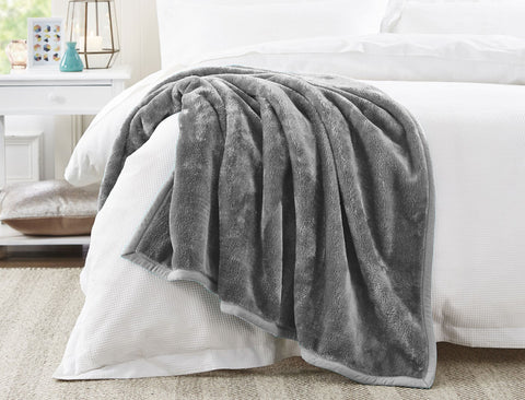 Flannel Fleece Blanket Grey Lightweight Cozy Plush Microfiber Flannel Blanket