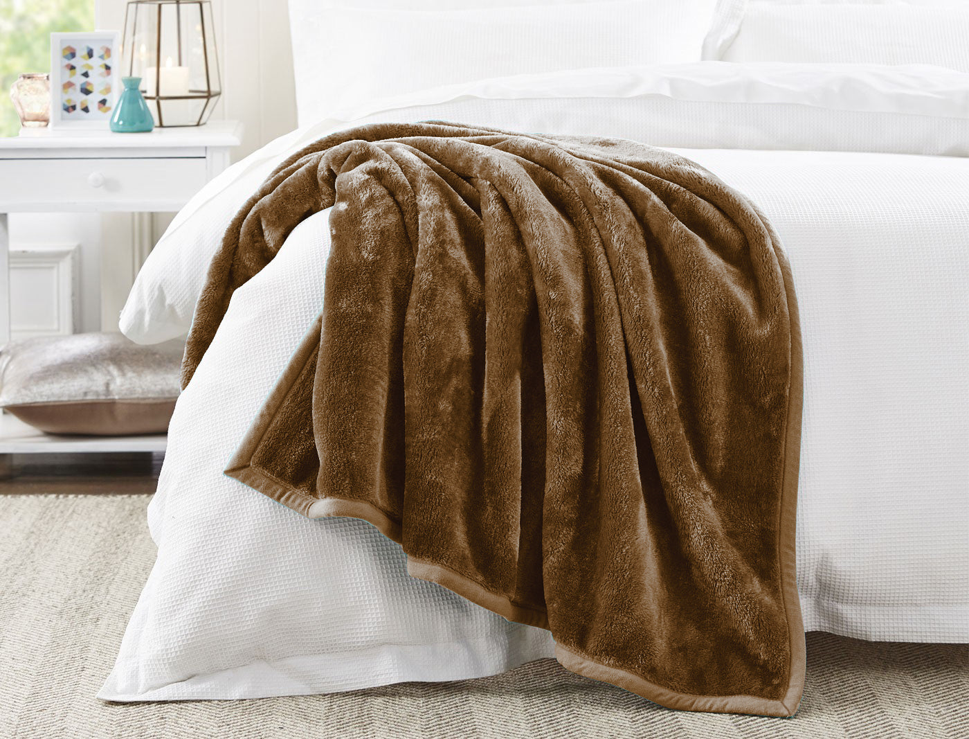 Flannel Fleece Blanket Brown Lightweight Cozy Plush Microfiber Flannel Blanket