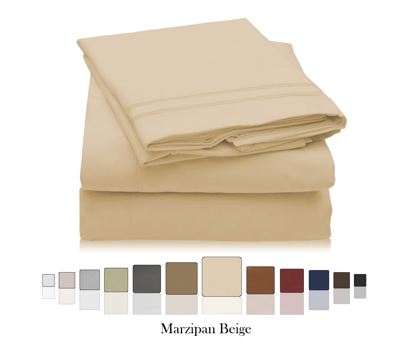 Bed Sheets Marzipan Beige Color Double Brushed Microfiber Sheet Sets 18" Deep Pockets Fitted Sheets
