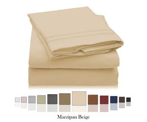 Bed Sheets Marzipan Beige Color Double Brushed Microfiber Sheet Sets 18" Deep Pockets Fitted Sheets