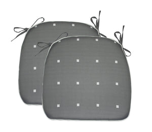 Outdoor Chair Pads Set of 2 Gray Polka Dot Square Patio Chair Cushions with Ties