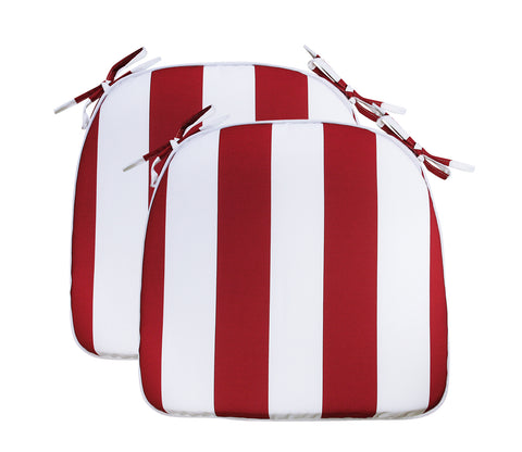 Outdoor Chair Pads Set of 2 Red Stripe Square Patio Chair Cushions with Ties