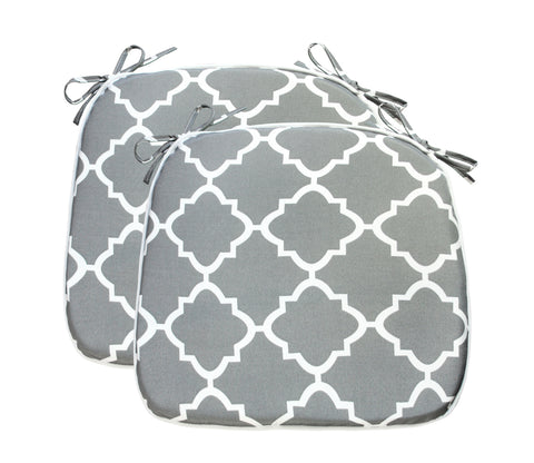 Outdoor Chair Pads Set of 2 Grey Square Patio Chair Cushions with Ties