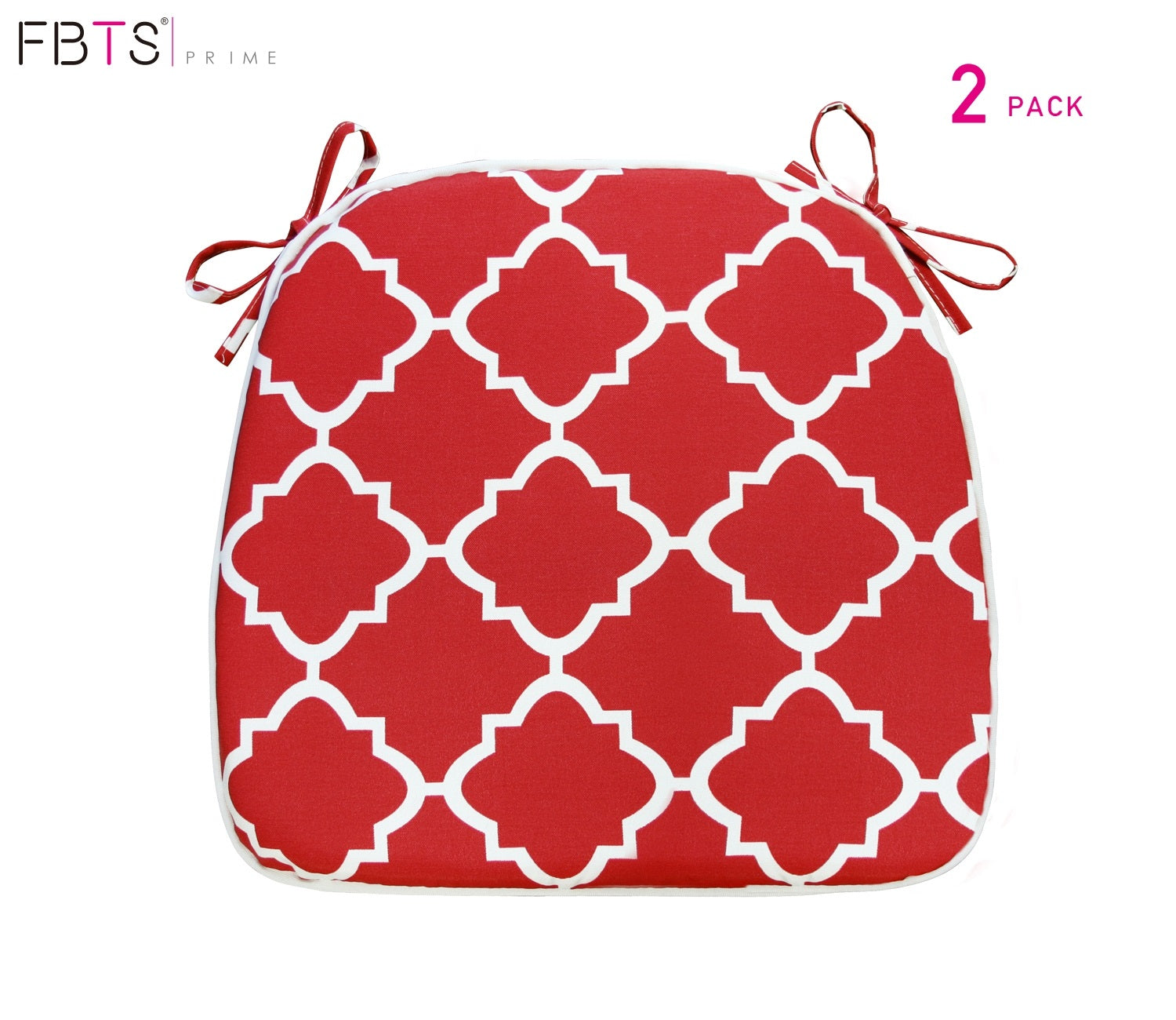 Outdoor Chair Pads Set of 2 Red Geometry Square Patio Chair Cushions with Ties