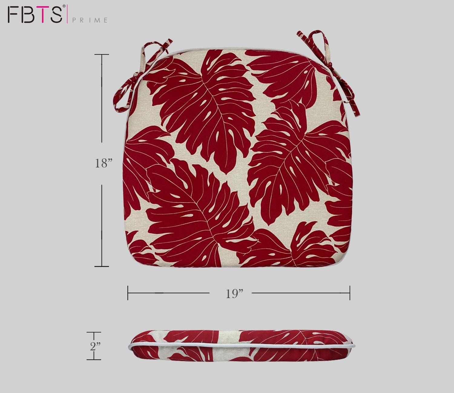 Outdoor Chair Pads Set of 2 Red Leaf Square Patio Chair Cushions with Ties