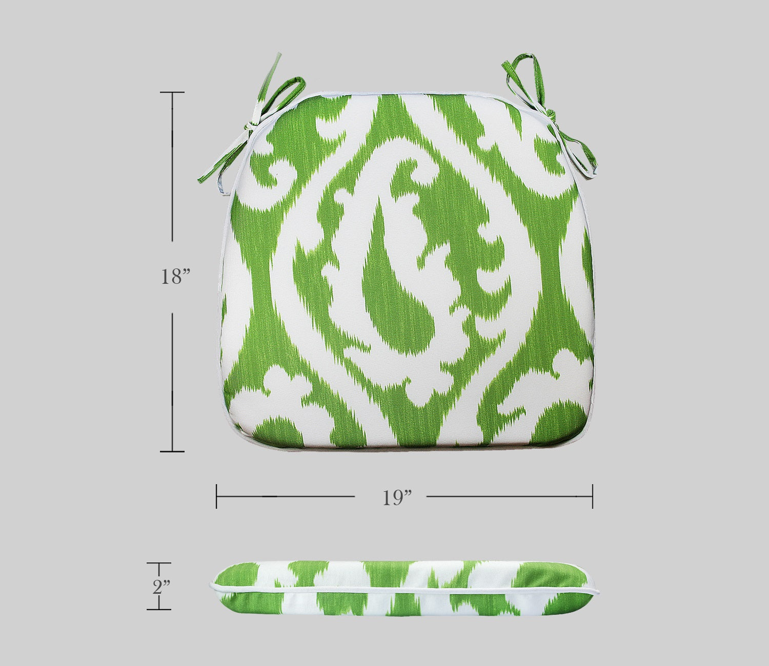 Outdoor Chair Pads Set of 2 Green Paisley Square Patio Chair Cushions with Ties