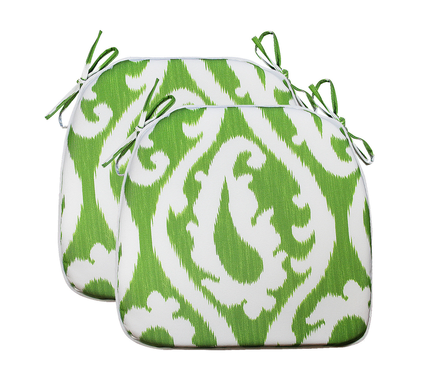 Outdoor Chair Pads Set of 2 Green Paisley Square Patio Chair Cushions with Ties