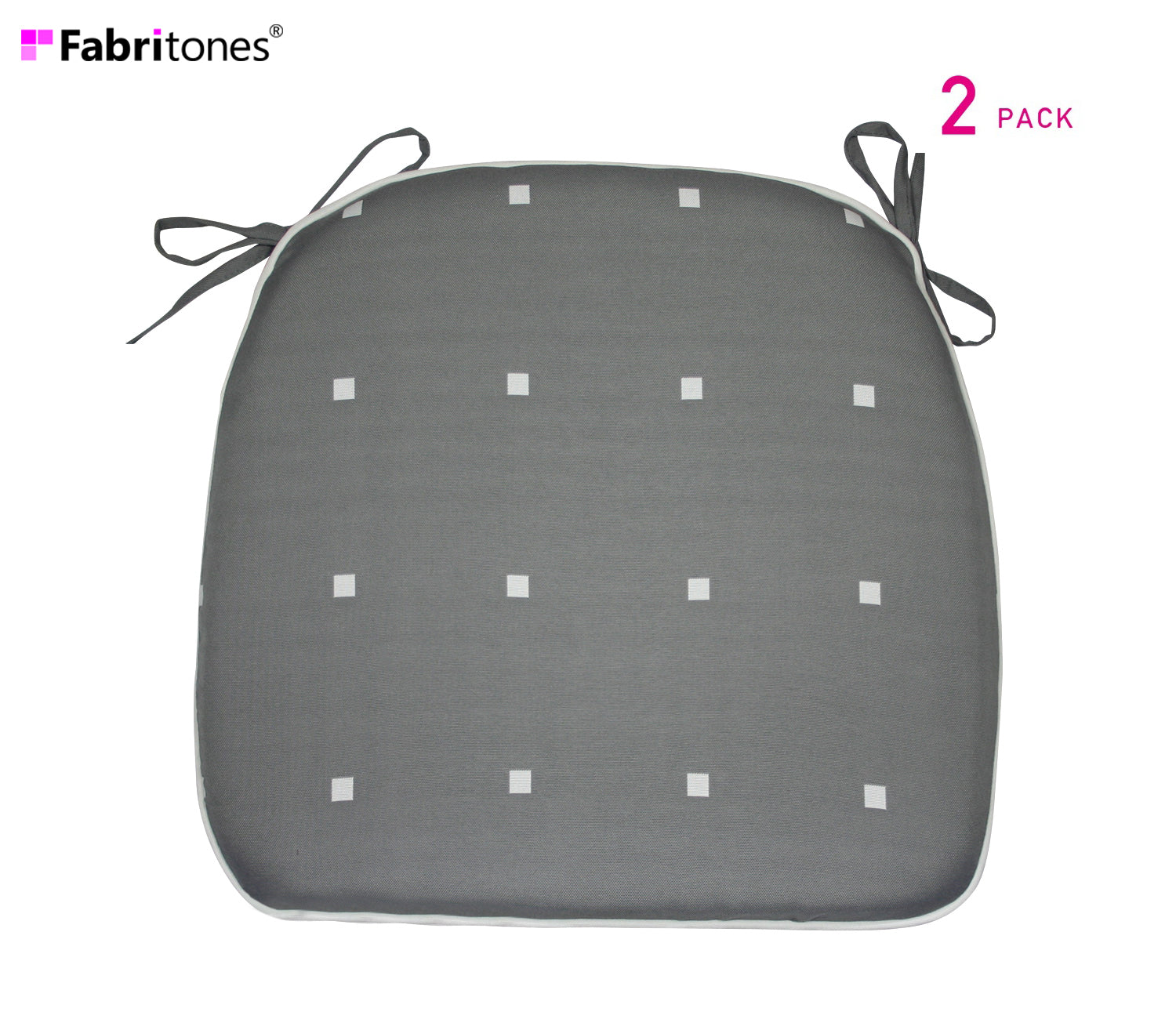 Outdoor Chair Pads Set of 2 Gray Polka Dot Square Patio Chair Cushions with Ties
