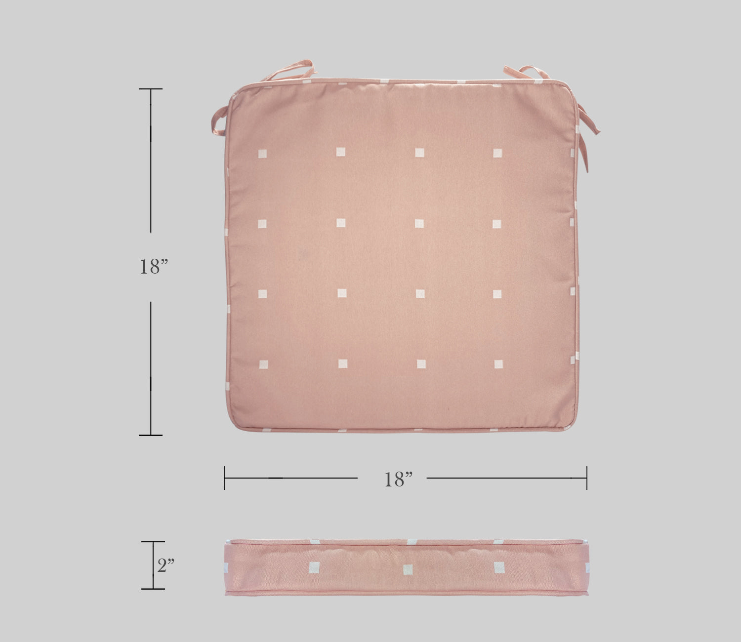 Outdoor Chair Pads (Set of 2) 18x18 Inch Pink Patio Chair Cushions Square Seat Pads