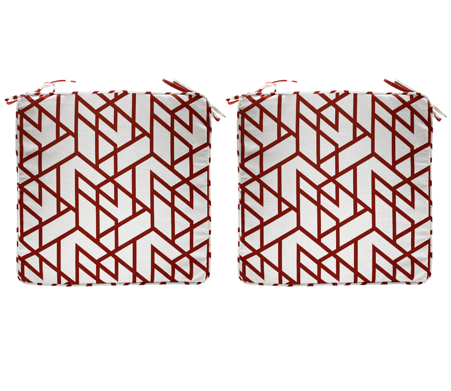 Outdoor Chair Pads (Set of 2) 18x18 Inch Red Patio Chair Cushions Square Seat Pads
