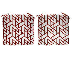 Outdoor Chair Pads (Set of 2) 18x18 Inch Red Patio Chair Cushions Square Seat Pads