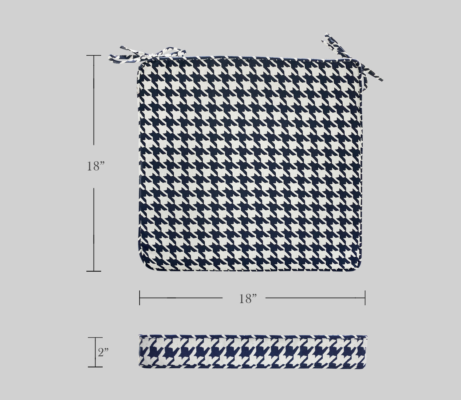Outdoor Chair Pads (Set of 2) 18x18 Inch Navy Patio Chair Cushions Square Seat Pads