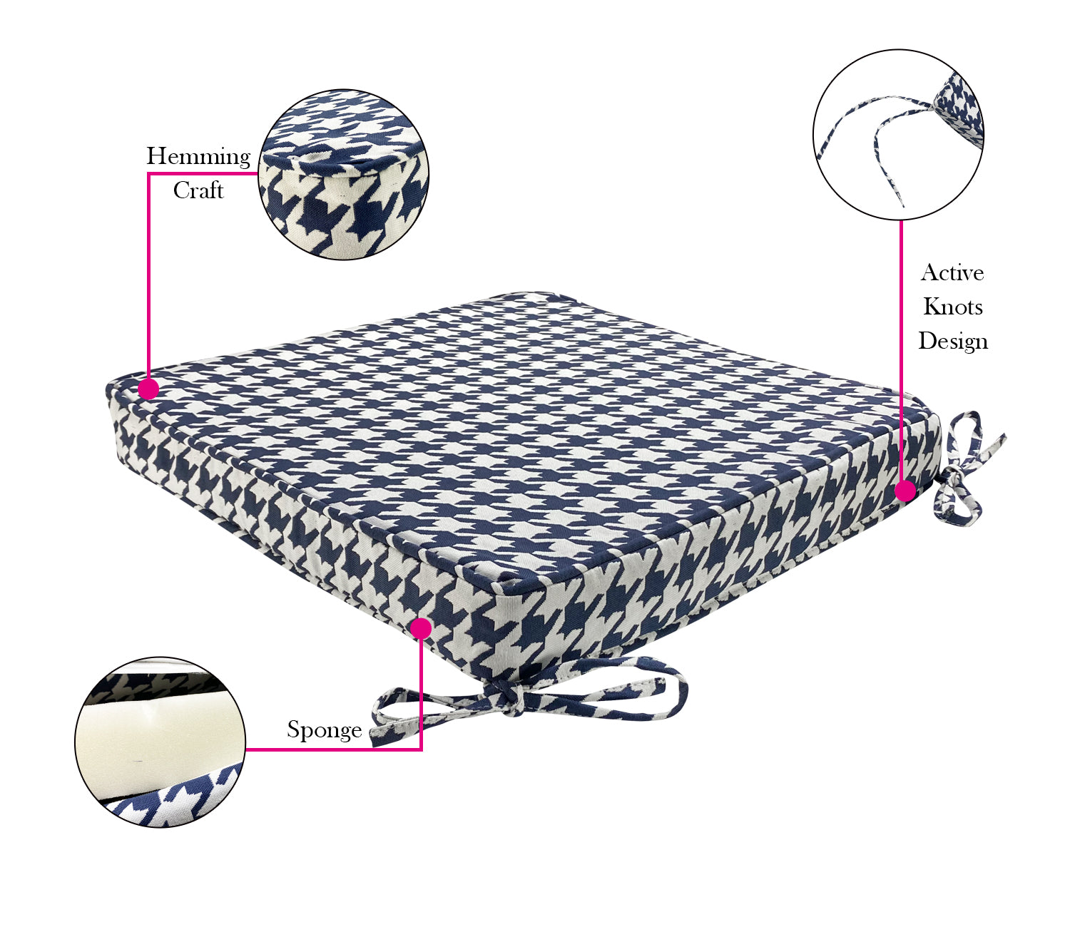 Outdoor Chair Pads (Set of 2) 18x18 Inch Navy Patio Chair Cushions Square Seat Pads