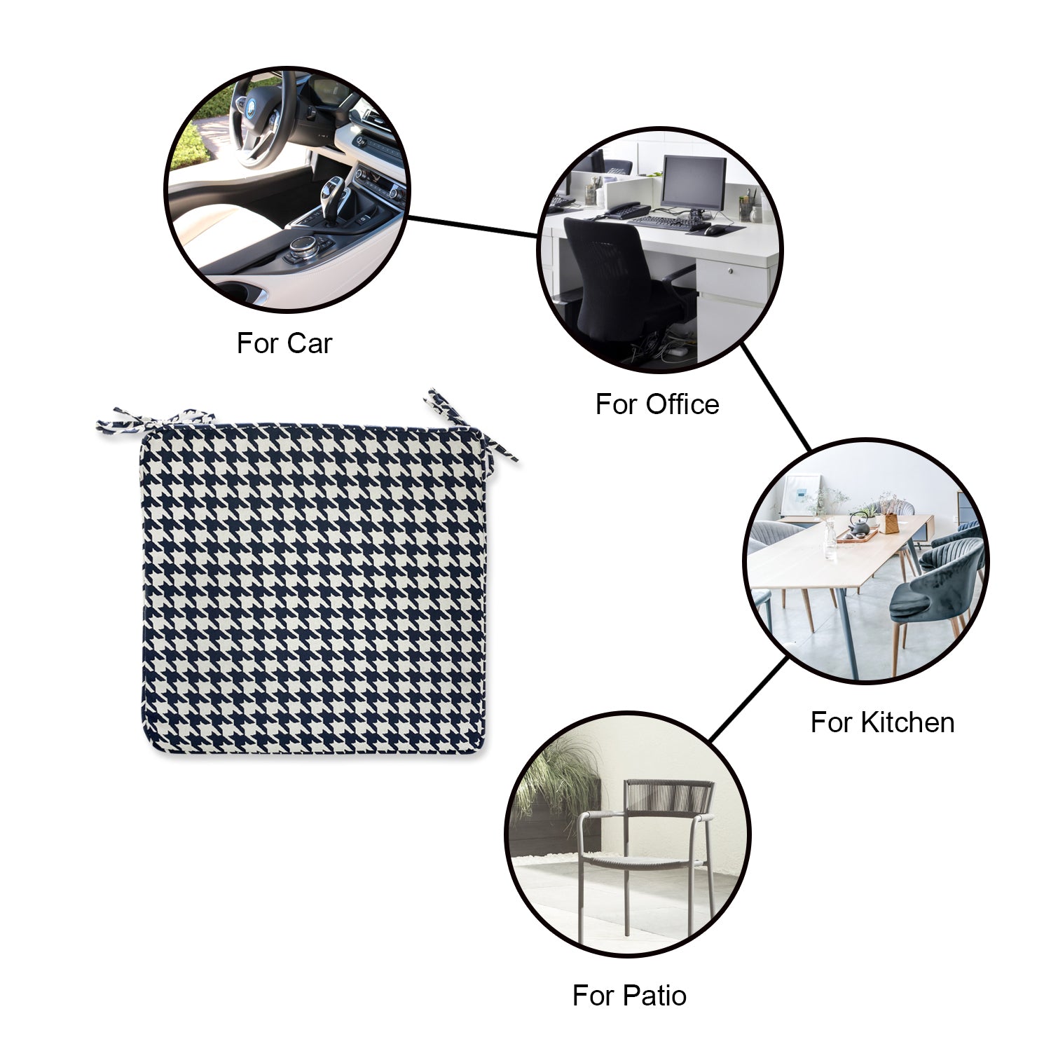 Outdoor Chair Pads (Set of 2) 18x18 Inch Navy Patio Chair Cushions Square Seat Pads