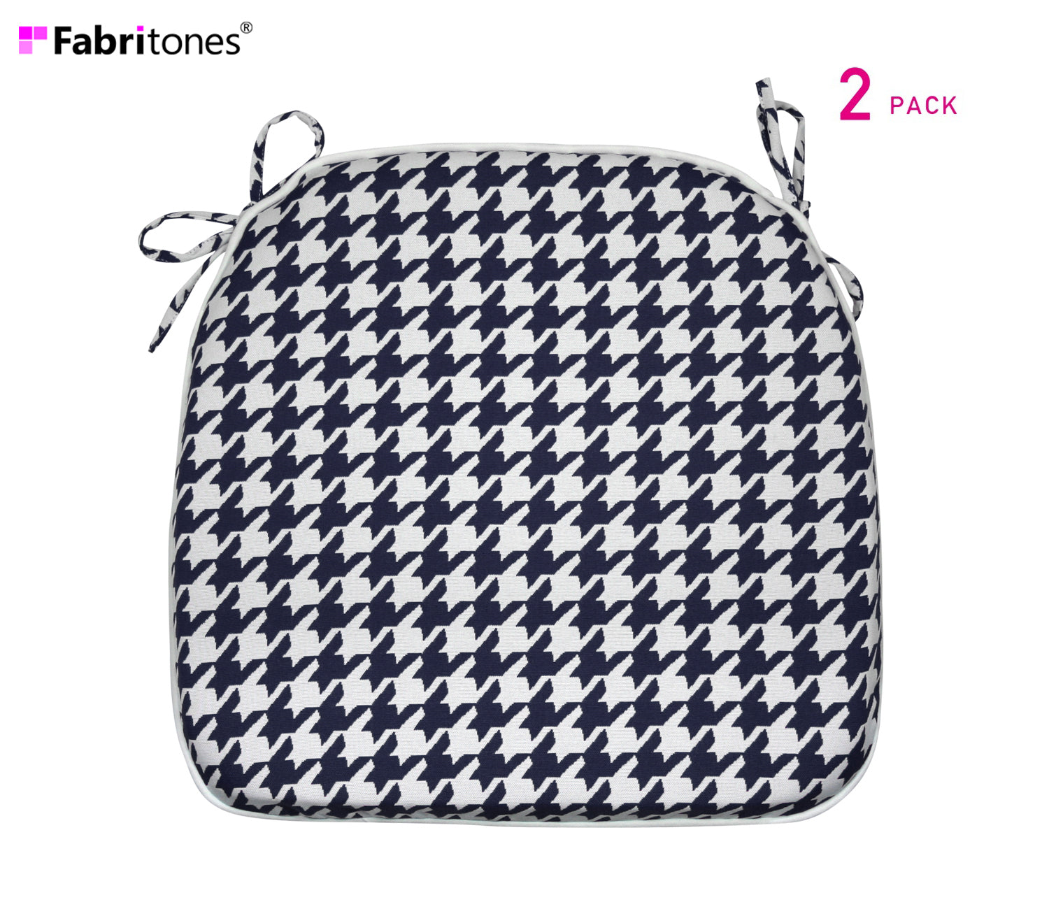 Outdoor Chair Pads Set of 2 Navy Houndstooth Square Patio Chair Cushions With Ties