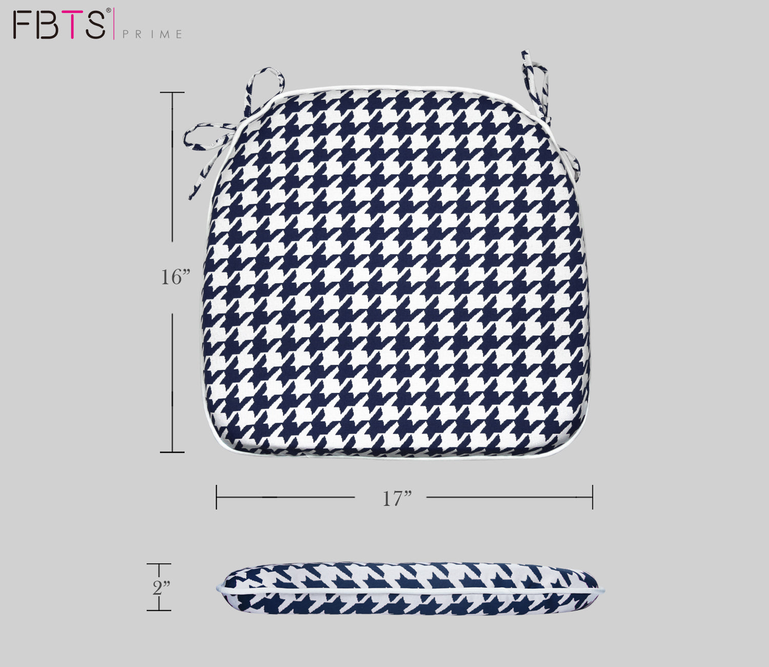 Outdoor Chair Pads Set of 2 Navy Houndstooth Square Patio Chair Cushions With Ties