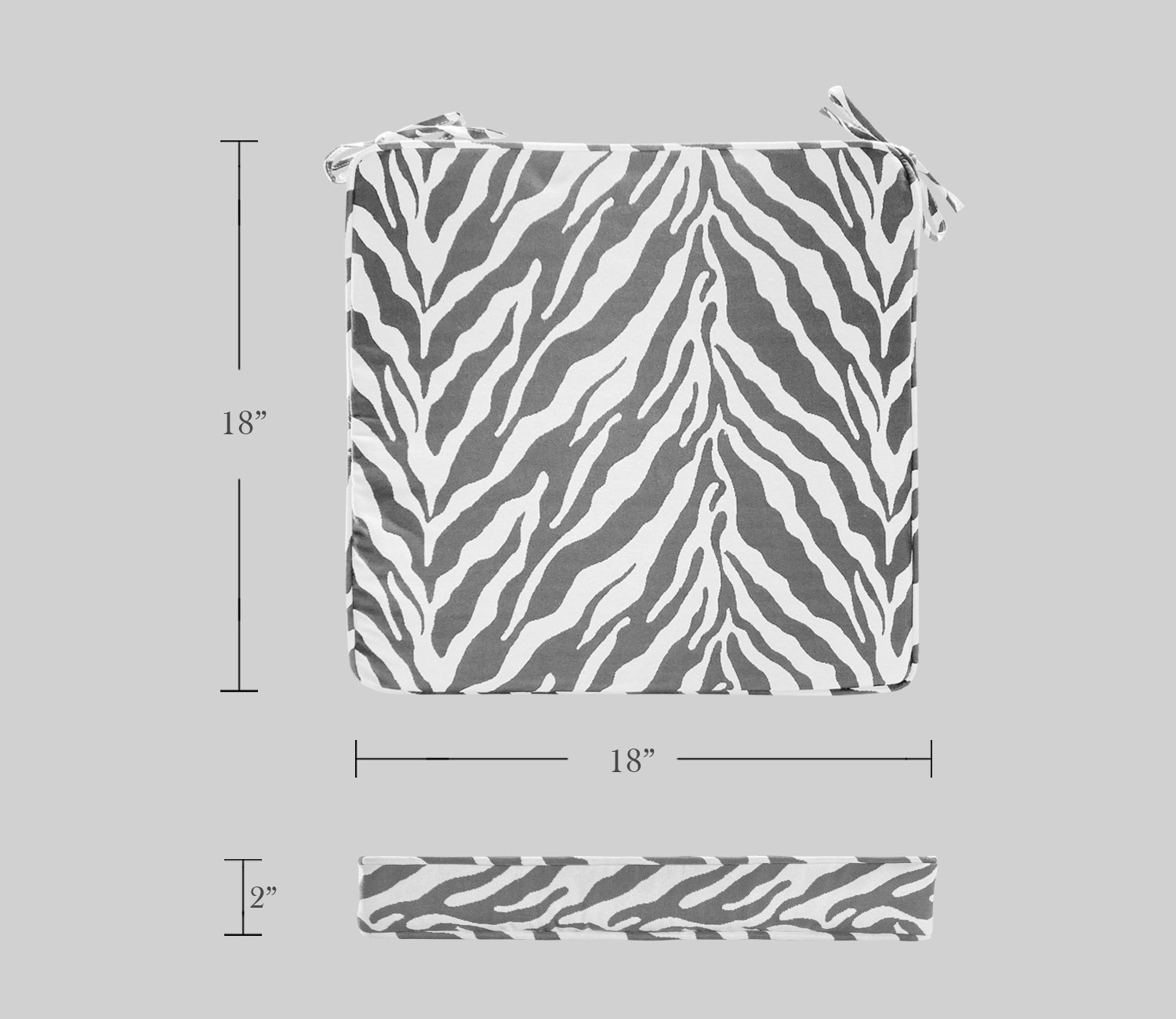 Outdoor Chair Pads (Set of 2) 18x18 Inch Gray Patio Chair Cushions Square Seat Pads