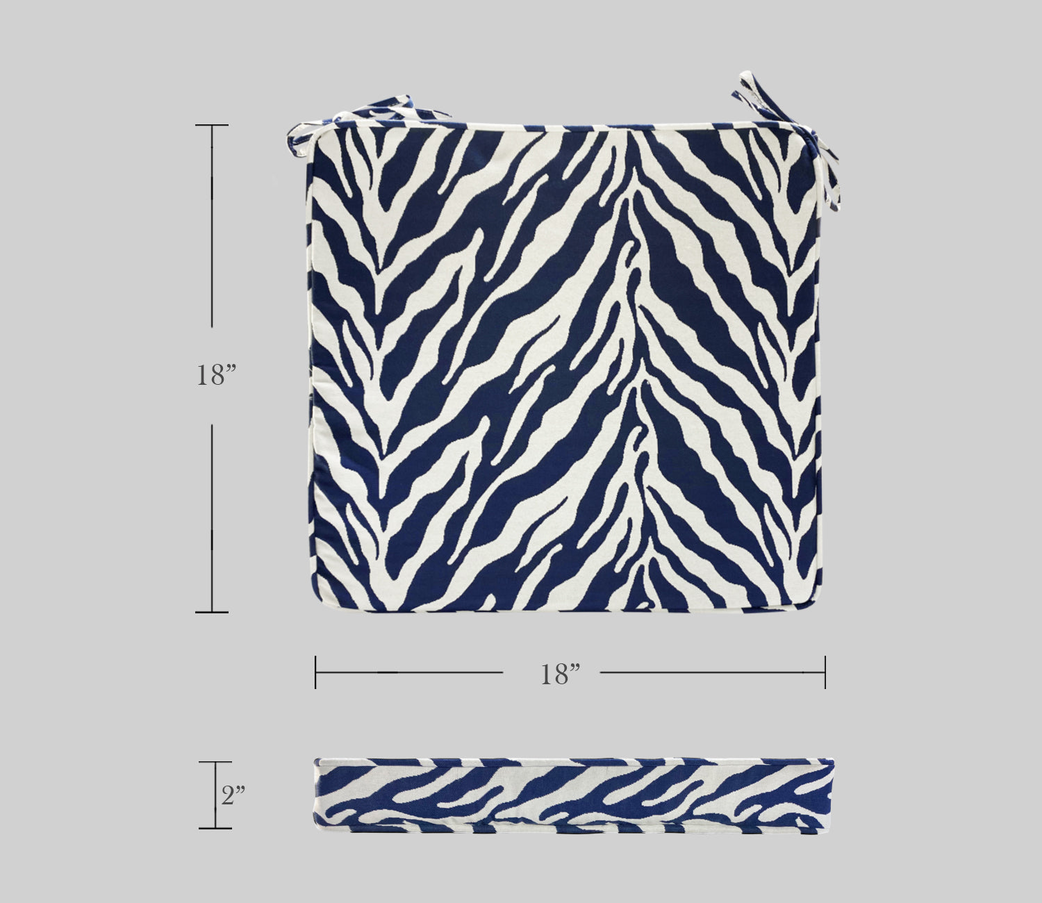 Outdoor Chair Pads (Set of 2) 18x18 Inch Navy Patio Chair Cushions Square Seat Pads