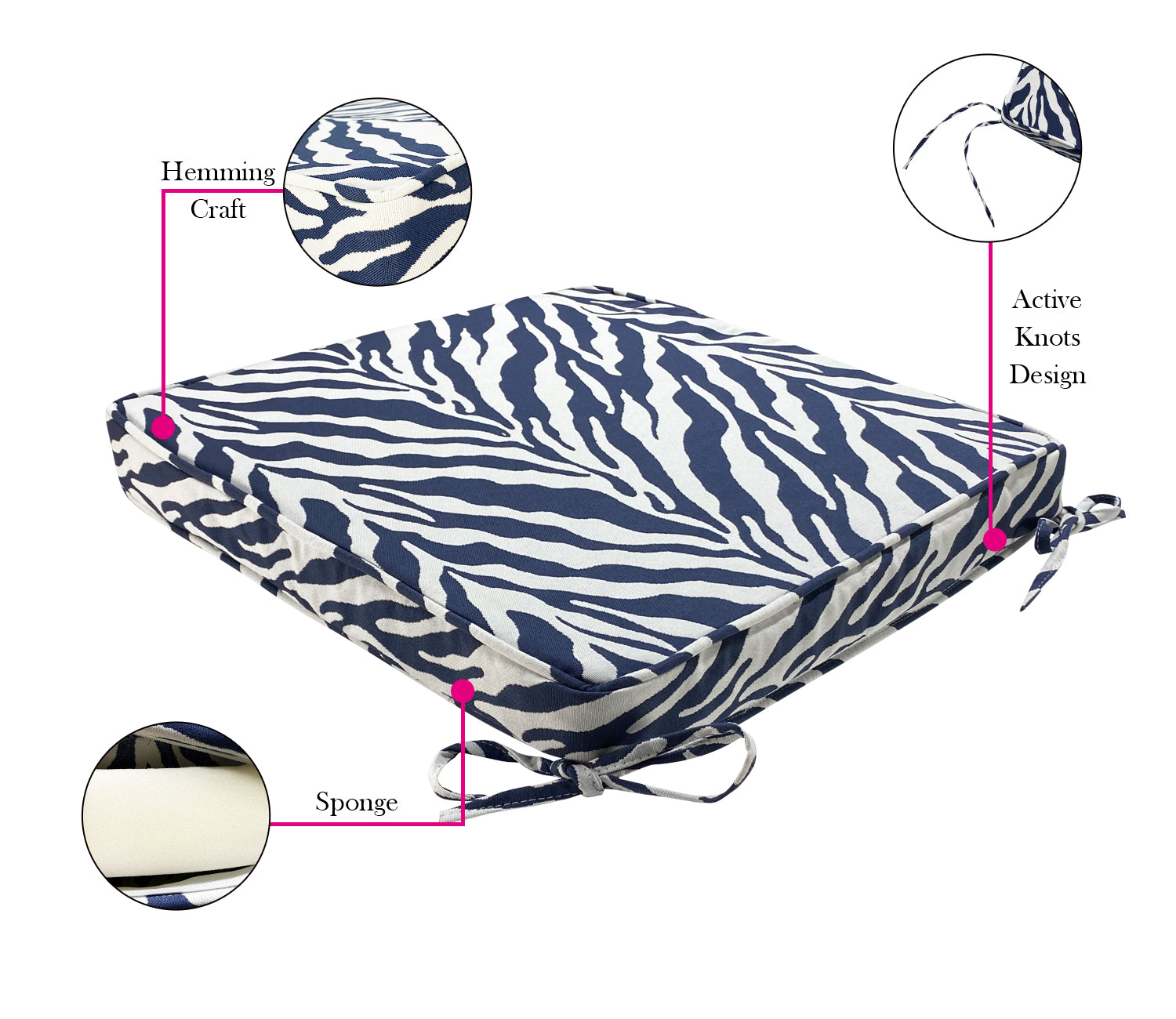 Outdoor Chair Pads (Set of 2) 18x18 Inch Navy Patio Chair Cushions Square Seat Pads
