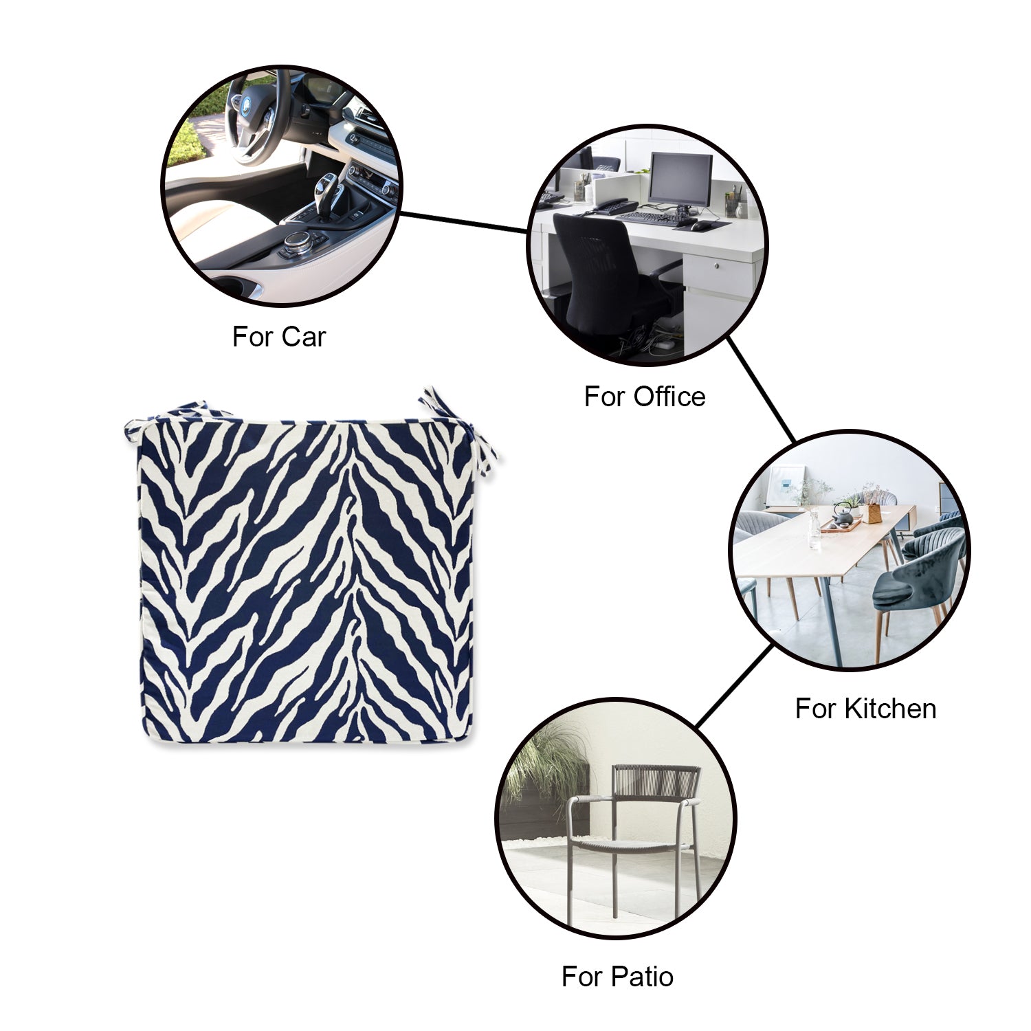 Outdoor Chair Pads (Set of 2) 18x18 Inch Navy Patio Chair Cushions Square Seat Pads