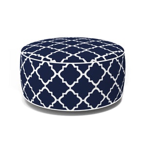 Outdoor Inflatable Ottoman Navy Geometry Round 21x9 Inch Patio Foot Stools and Ottomans