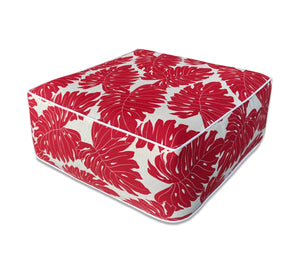 Outdoor Inflatable Ottoman Red Leaves Square 23x23x9 Inch Patio Foot Stools and Ottomans