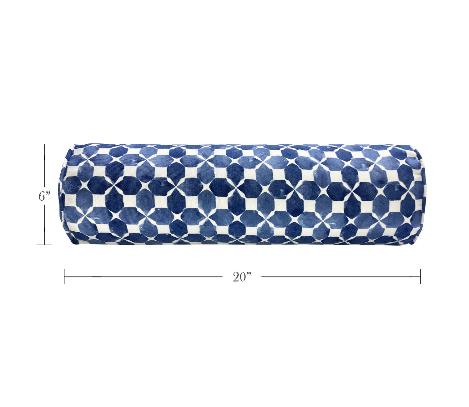 Outdoor Bolster Pillows Set of 2 Navy Geometry Round 20x6 Inch Patio Neck Roll Pillows