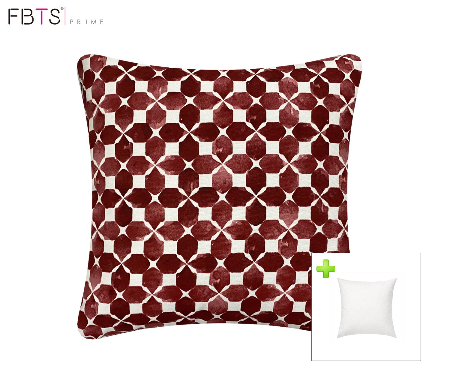 Outdoor Pillows with Insert Red Geometric Patio Accent Throw