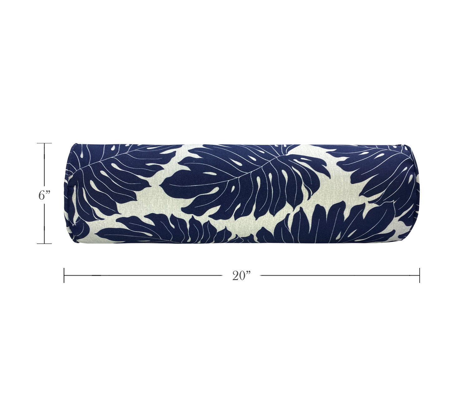 Outdoor Bolster Pillows Set of 2 Navy Leaf Round 20x6 Inch Patio Neck Roll Pillows