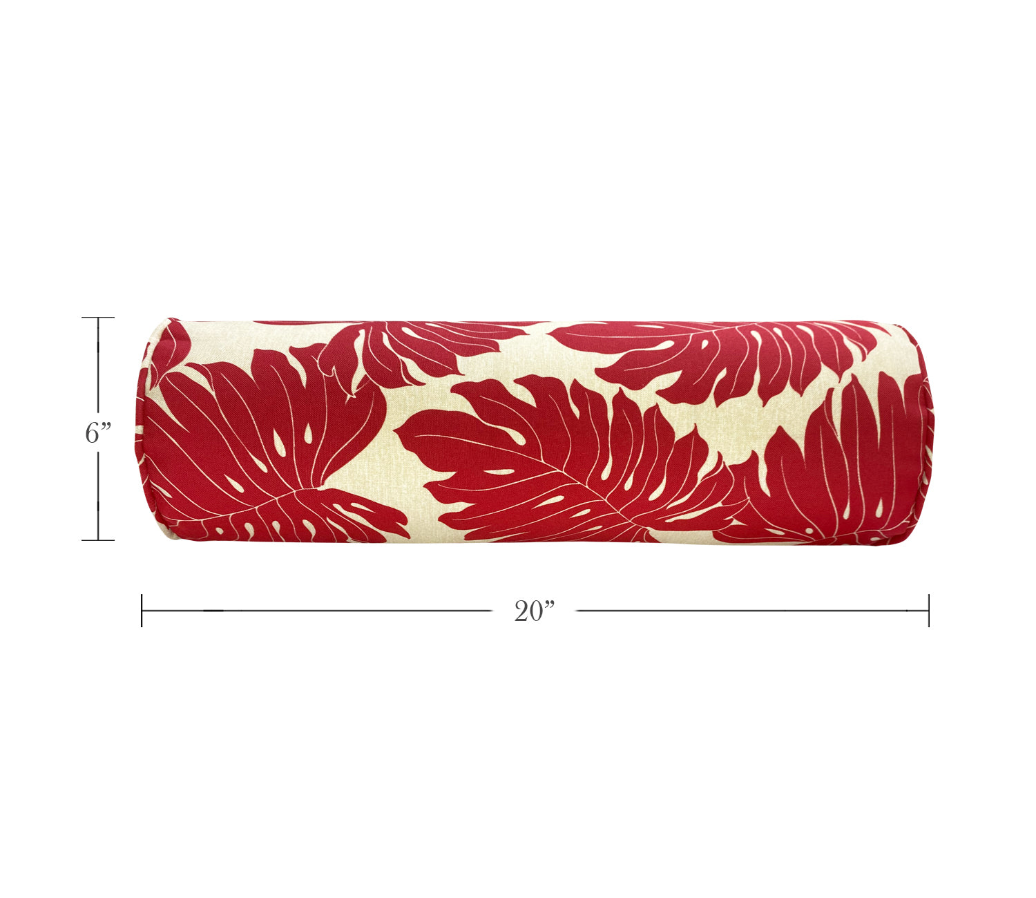 Outdoor Bolster Pillows Set of 2 Red Leaf Round 20x6 Inch Patio Neck Roll Pillows