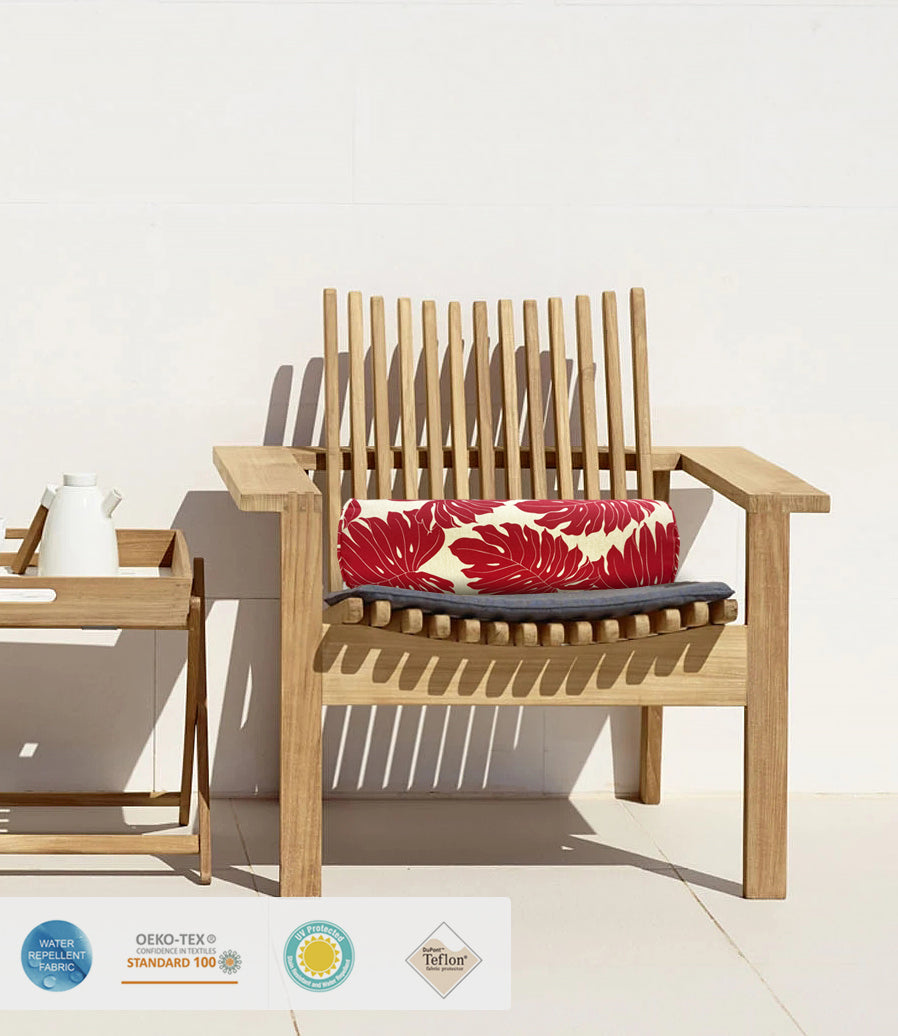 Outdoor Bolster Pillows Set of 2 Red 20x6 Inch Patio Neck Roll Pillows