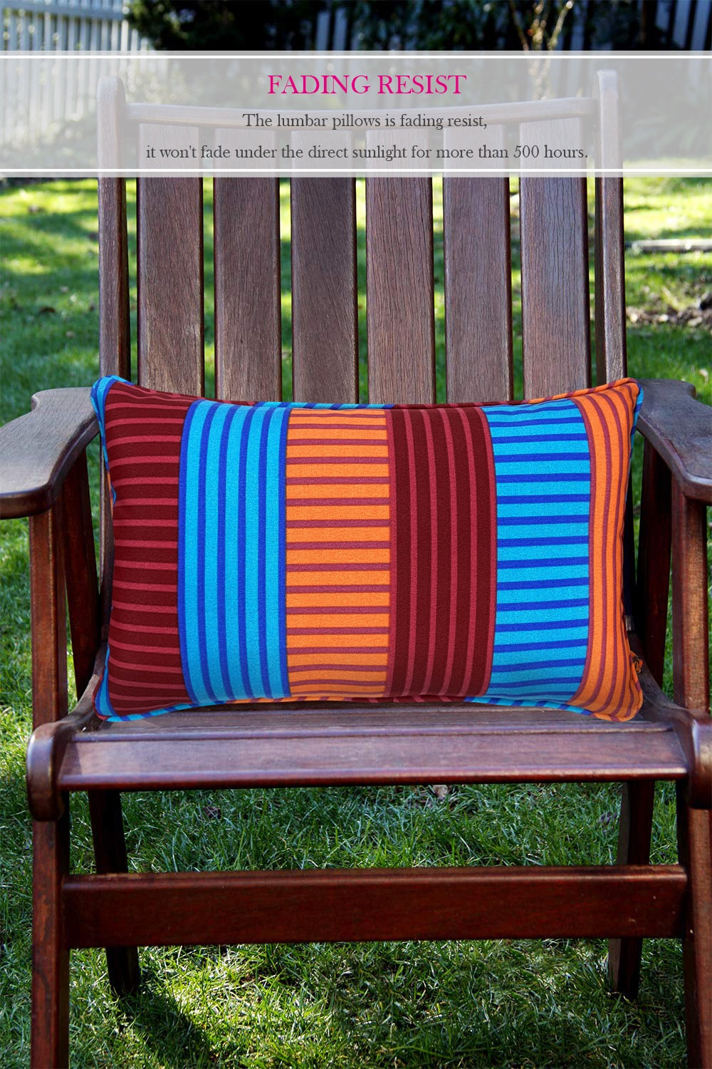 Outdoor Lumbar Pillows Rectangle 12x20 Inch Red and Blue Stripe 2 Packs Patio Throw Pillows