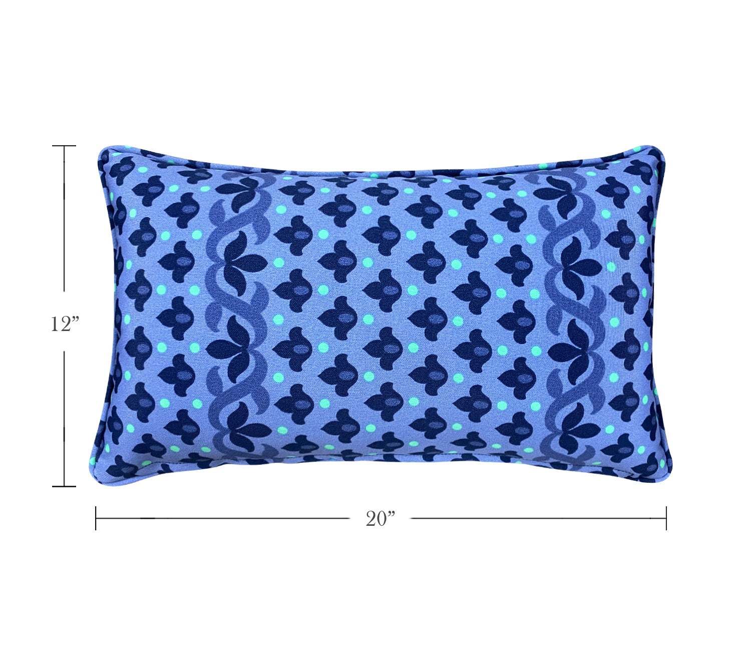 Outdoor Lumbar Pillows Rectangle 12x20 Inch Blue Geometry 2 Packs Patio Throw Pillows