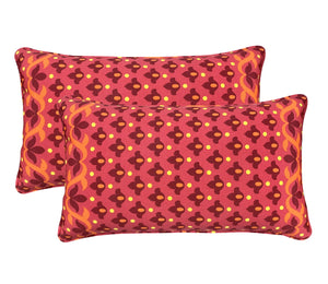 Outdoor Lumbar Pillows Rectangle 12x20 Inch Red Geometry 2 Packs Patio Throw Pillows