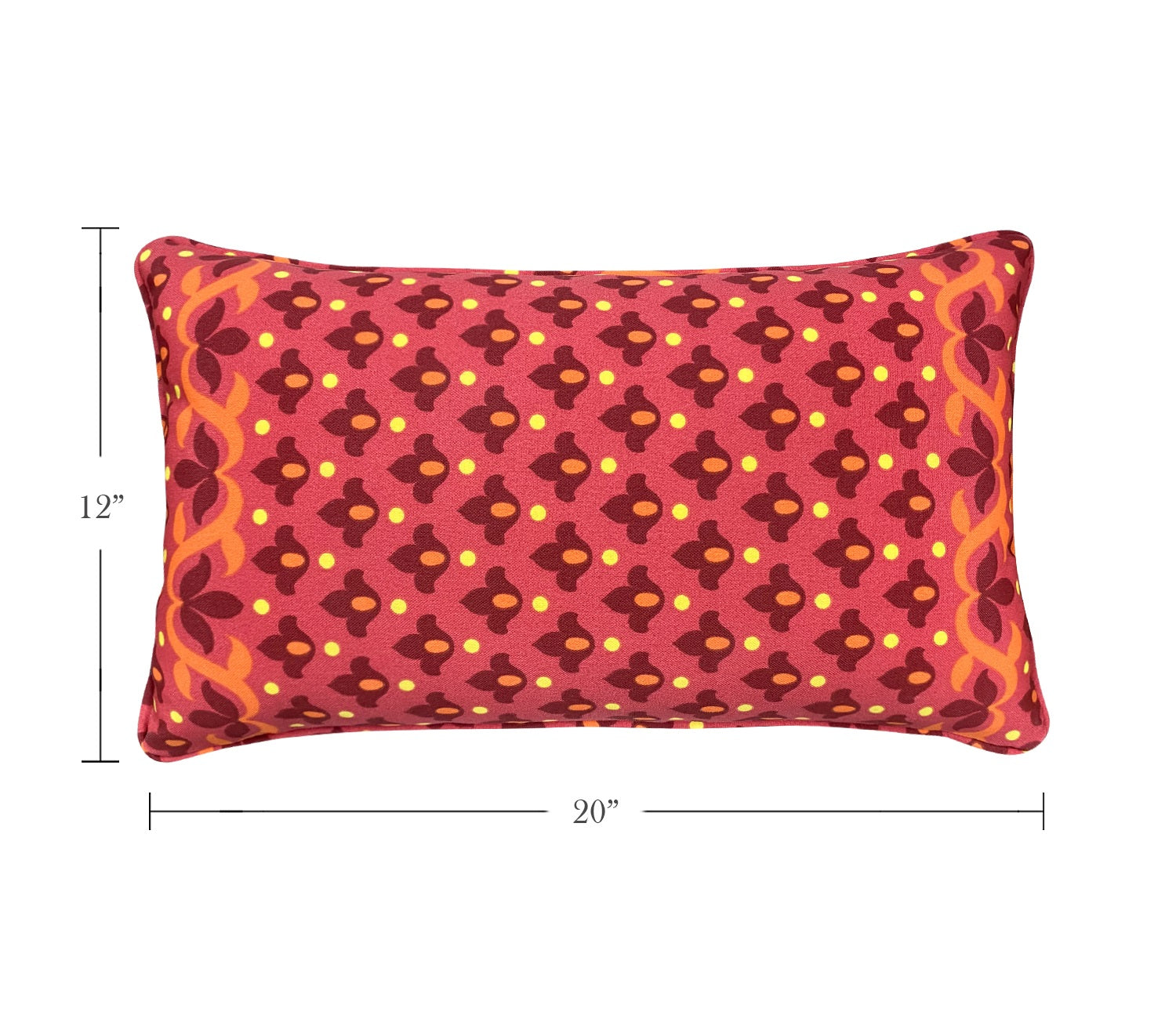Outdoor Lumbar Pillows Rectangle 12x20 Inch Red Geometry 2 Packs Patio Throw Pillows